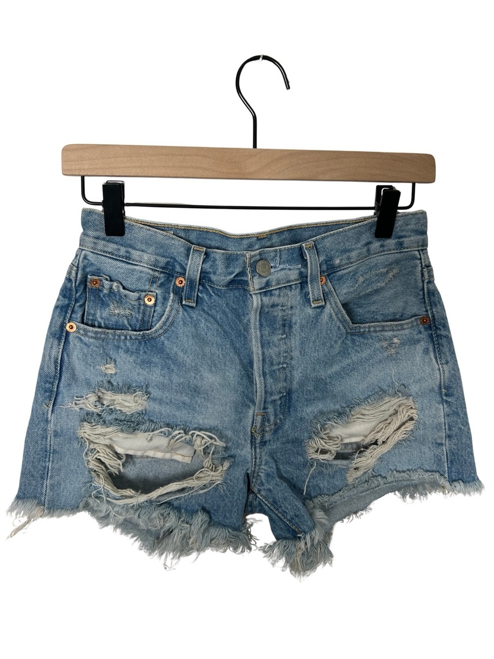 Levi’s 501 Jean Shorts Womens 25 Button Fly  Distressed Denim